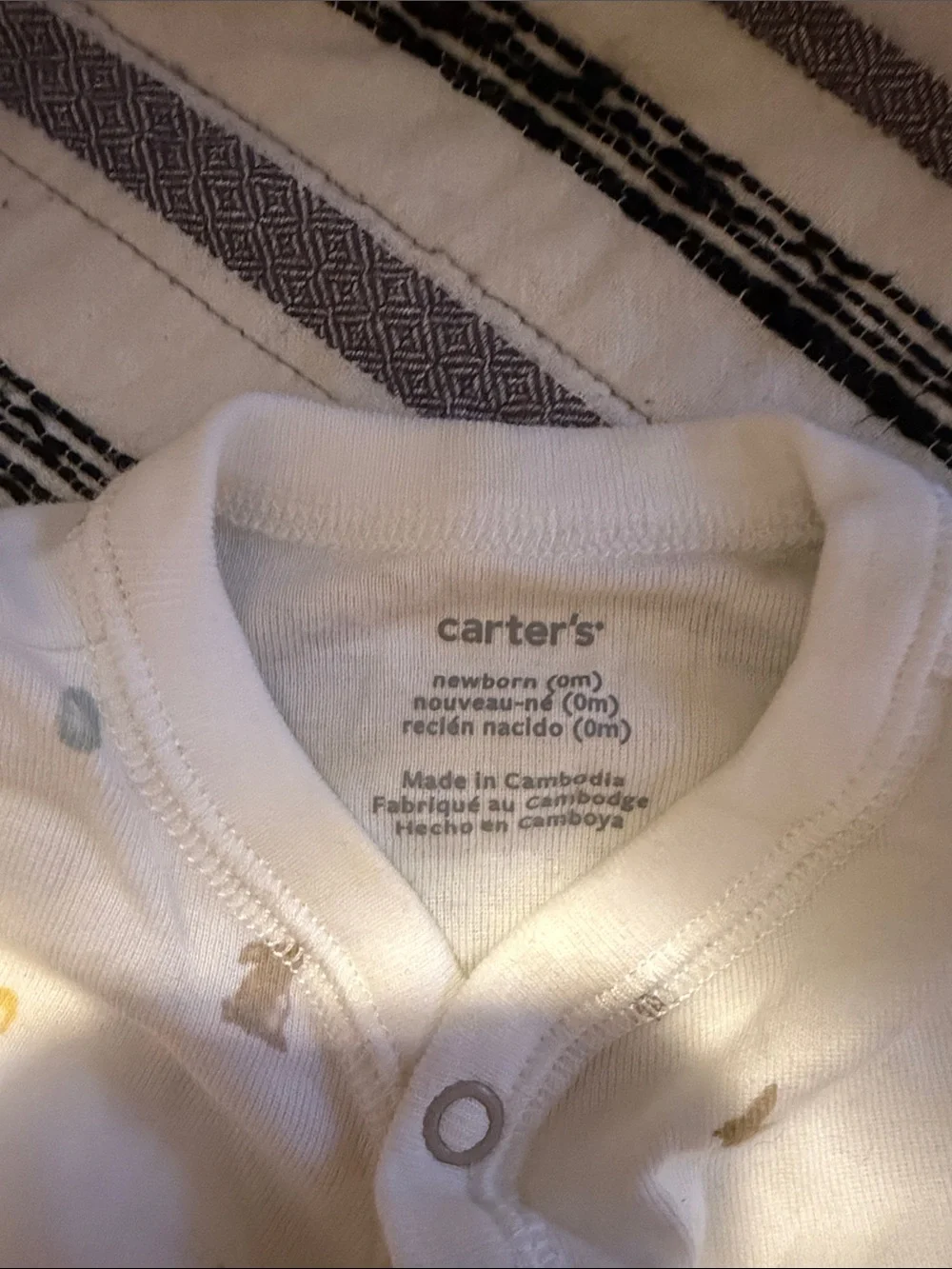 Carter's White Footed One-Piece with Neutral Animal Motifs